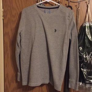 Grey long sleeve polo shirt